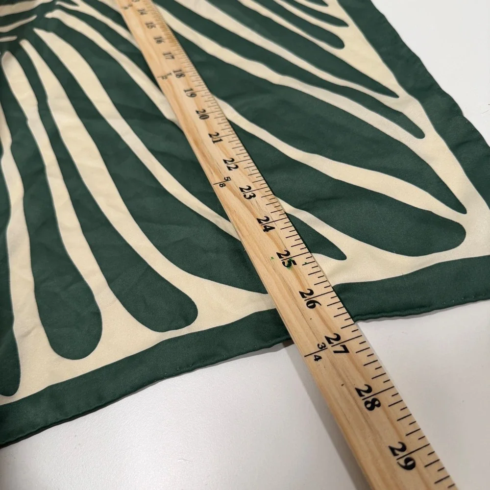& Other Stories Forest Green Cream Abstract Zebra Print Square Scarf 25x25